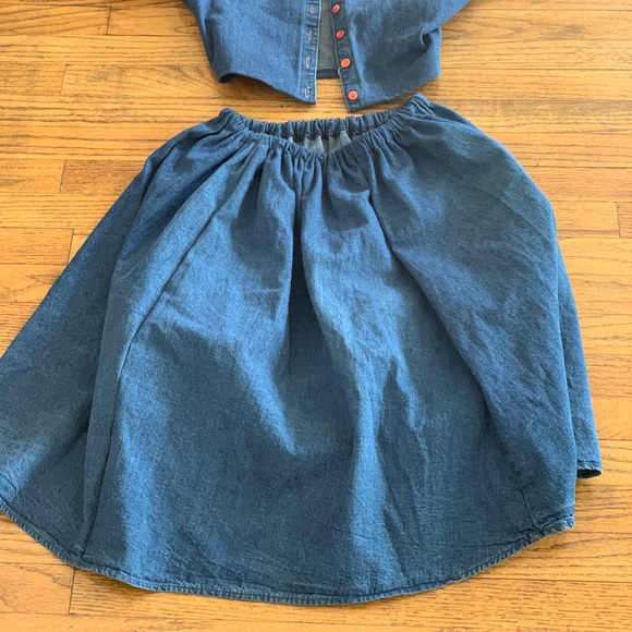 Matching Set Vintage Denim Skirt Top - Picture 2 of 3